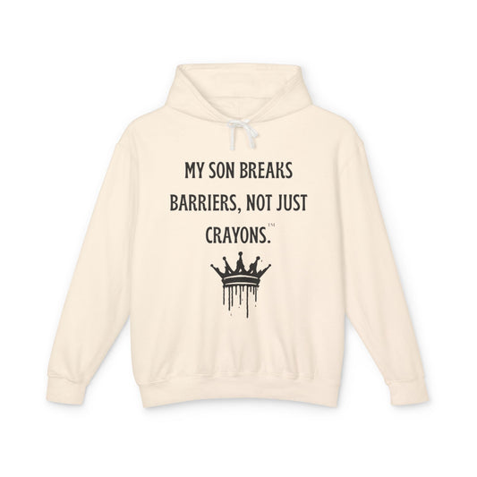 Empowering Unisex Hooded Sweatshirt for Parents, My Son Breaks Barriers, Inspirational Gift for Fathers, Kids, and Celebrations