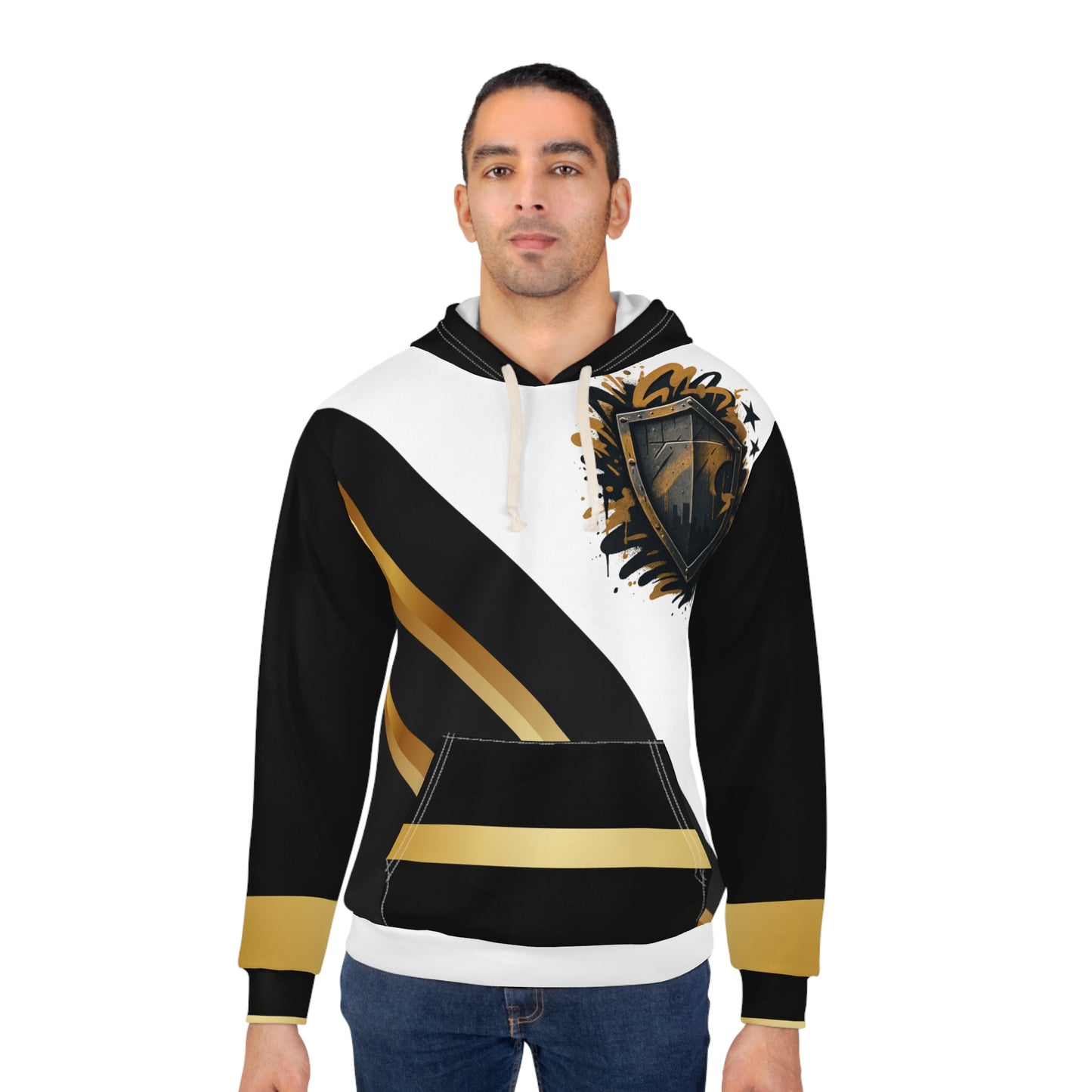 Broken Crayons Collection-"Brothers of Value" Crowned Hoodie – Black, Gold & White | Empowerment Streetwear for Boys of Color