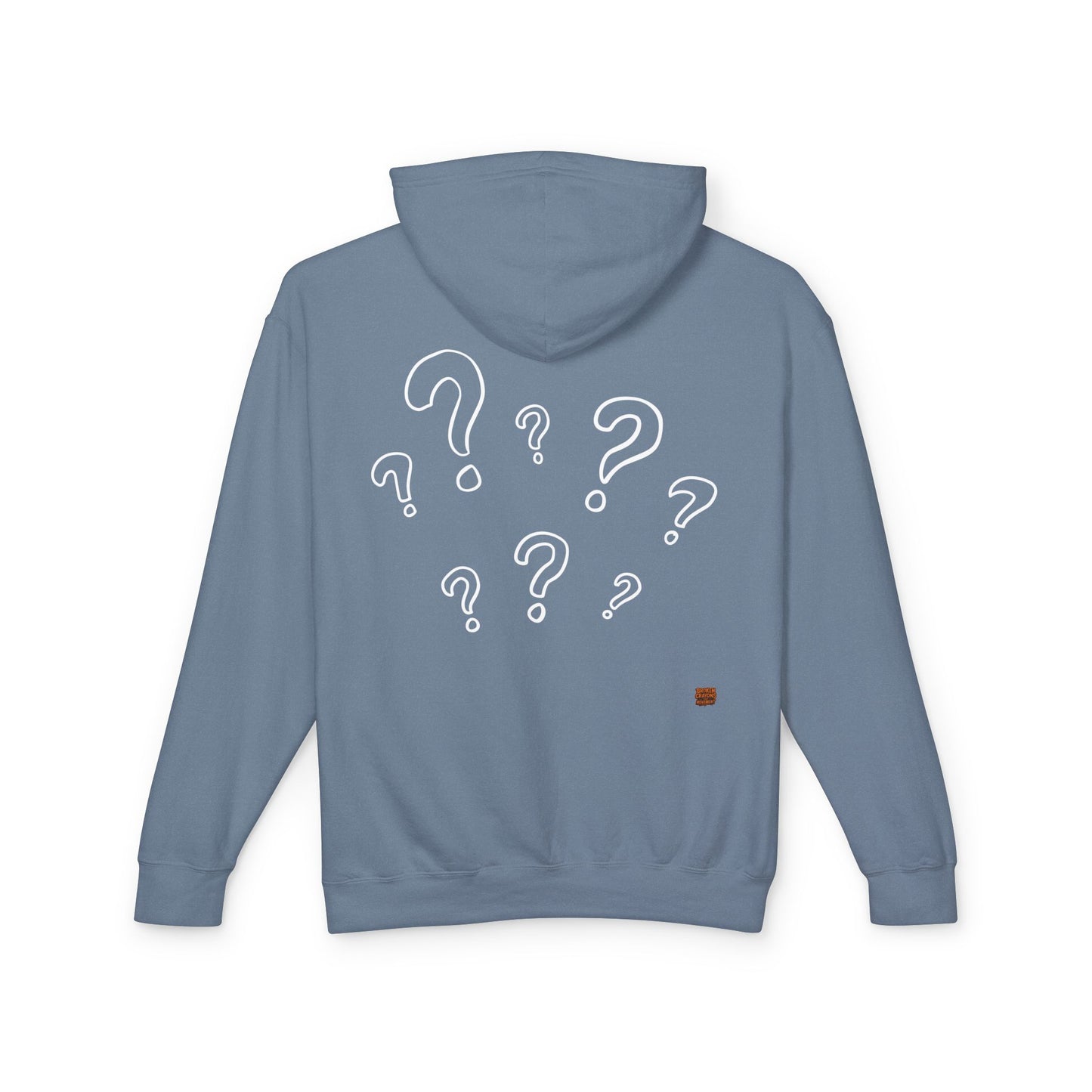 Broken Crayons Collection Hmmmm. Hoodie —  Graphic Hoodie with Front "Hmmm." Text & Back Question Mark Design