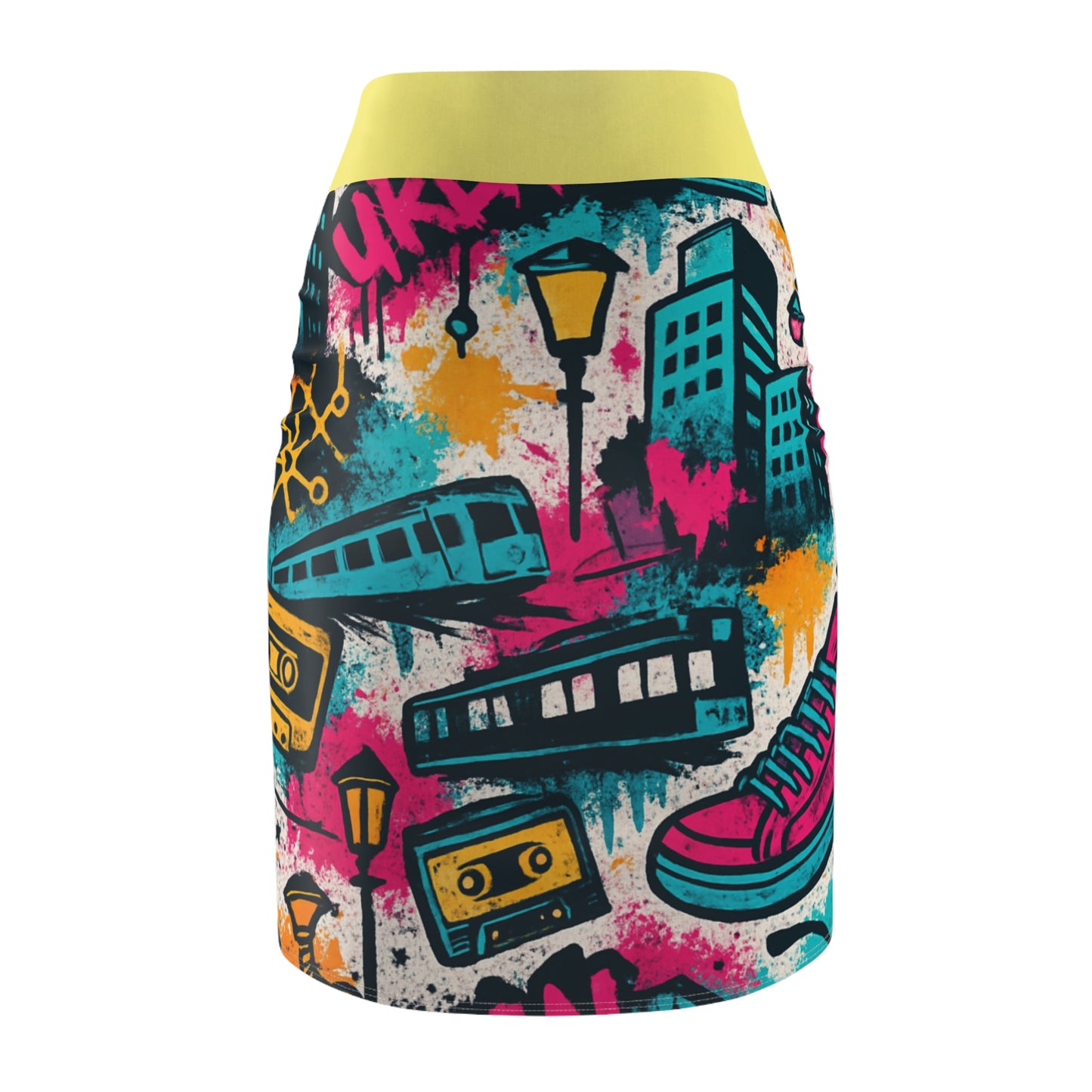 Broken Crayons Collection-Vibrant Graphic Pencil Skirt for Teens