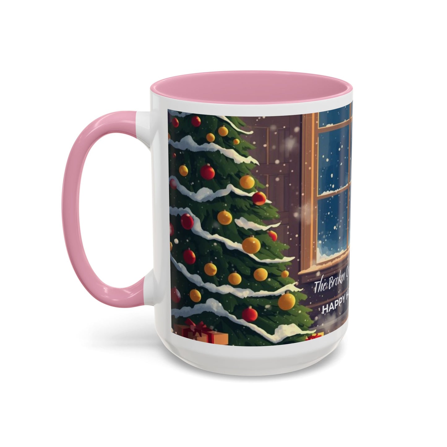 Broken Crayons Collection Holiday Fireplace Coffee Mug — Cozy Winter Scene 11oz/15oz