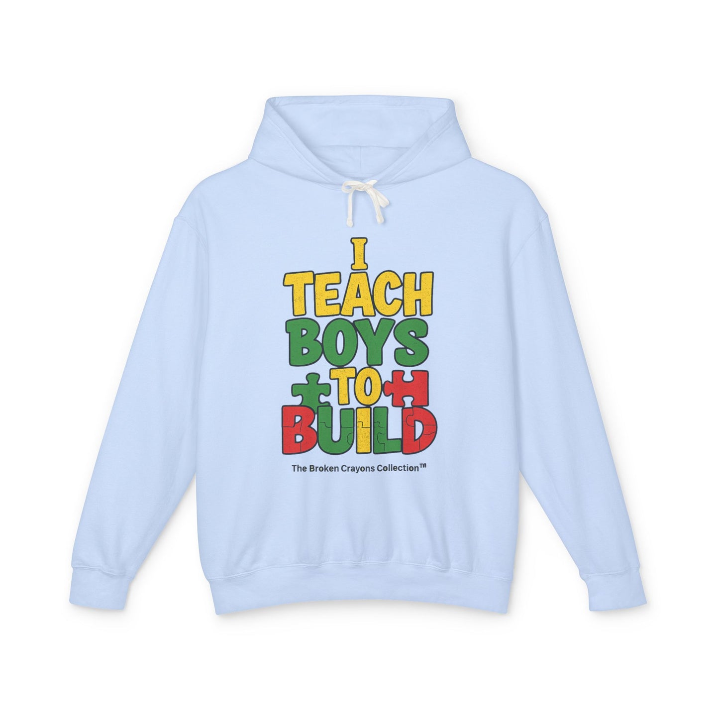 I Teach Boys to Build Hoodie – Pan-African Empowerment Puzzle Design | Broken Crayons Collection™
