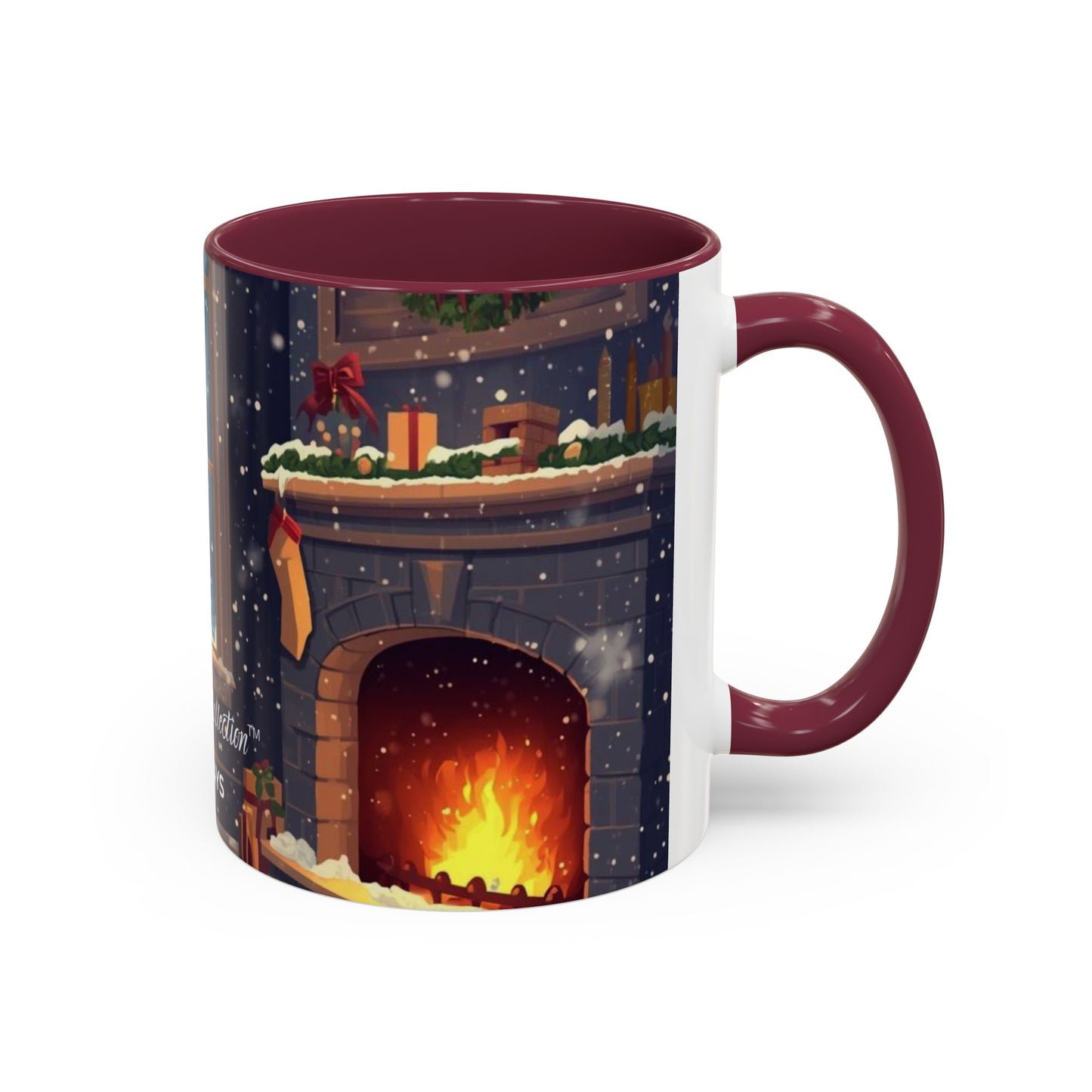 Broken Crayons Collection Holiday Fireplace Coffee Mug — Cozy Winter Scene 11oz/15oz