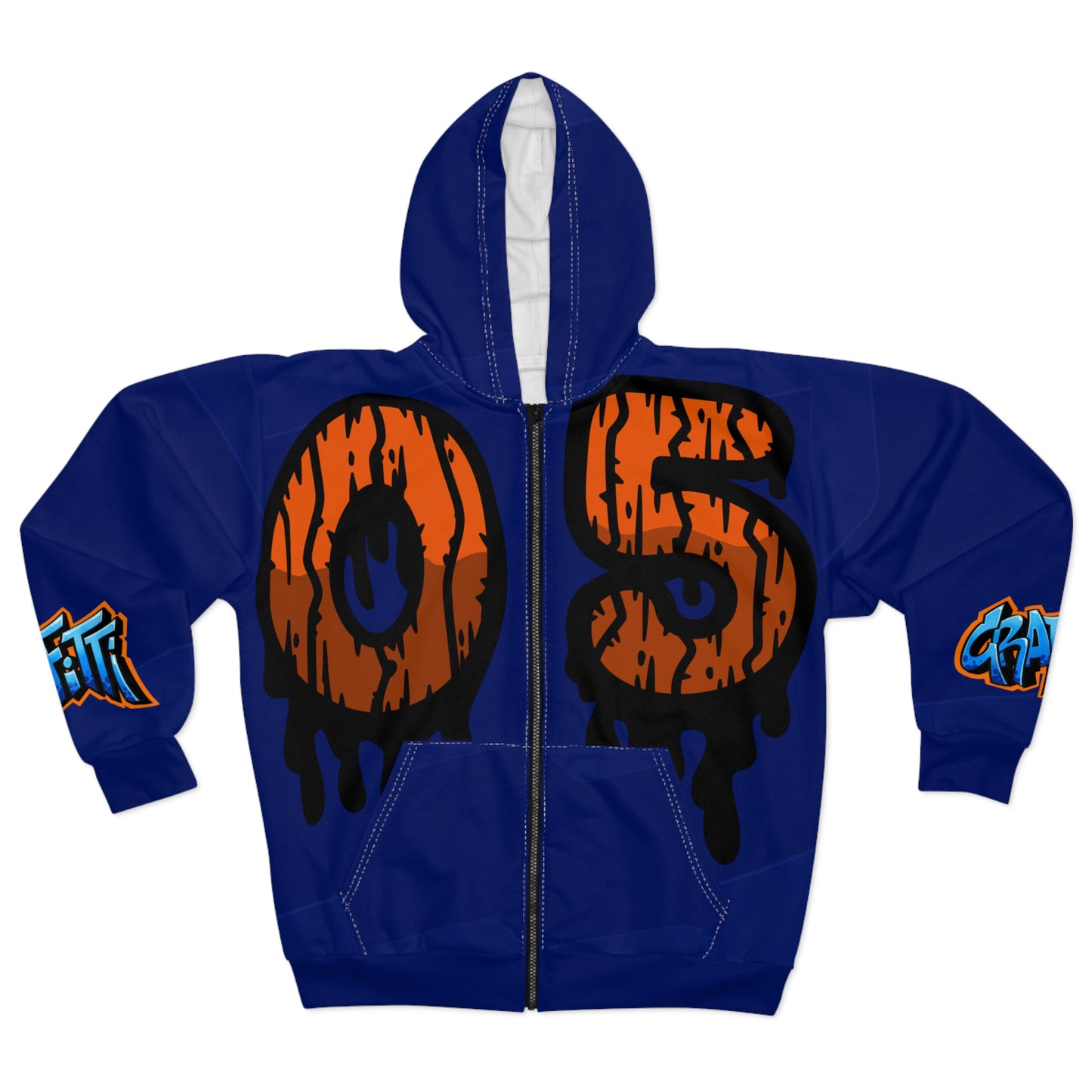 Broken Crayons Collection Zip Hoodie — Bold Drip '05' Graffiti Zip-Up Hoodie