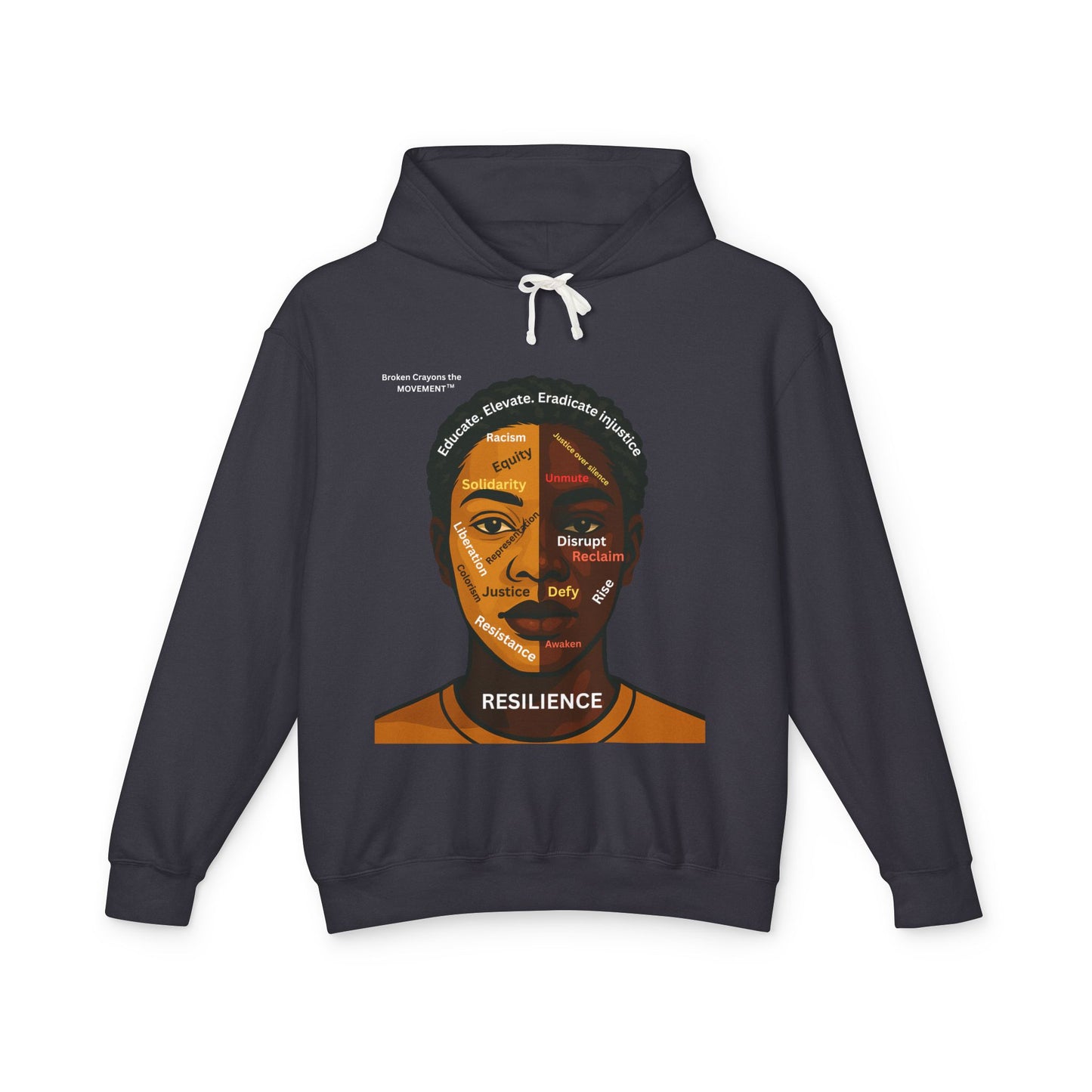 Resilience Hoodie – Split Face Design with Social Justice Messaging | Broken Crayons the MOVEMENT