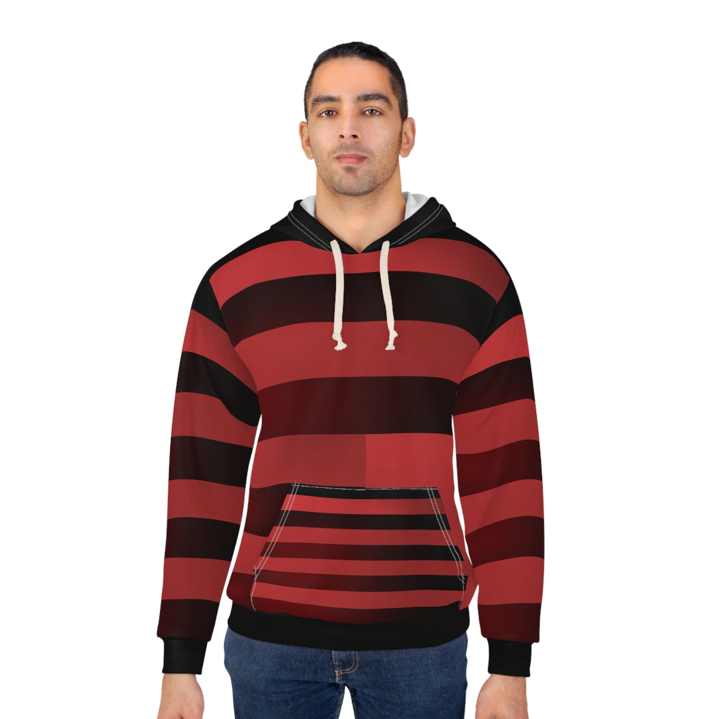 Broken Crayons Collection Red & Black Striped Hoodie — 'COLD' Graphic Pullover