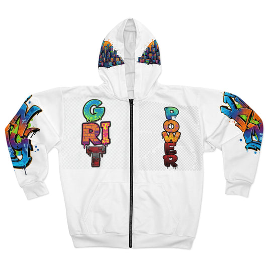 Broken Crayons GRIT Graffiti Art Unisex Zip Hoodie, Urban Streetwear, Grit Power, The Movement, Artistic Hoodie, Stylish Layering Essential