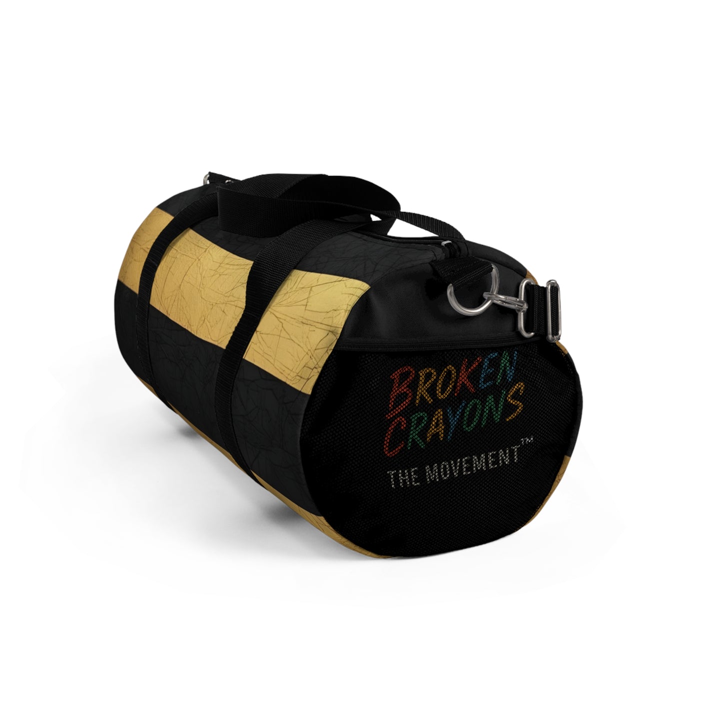 Broken Crayons Collection Black and Gold Striped Duffel Bag: Stylish Gym & Travel Bag | Weekend Warrior Gear | Durable Black/Gold
