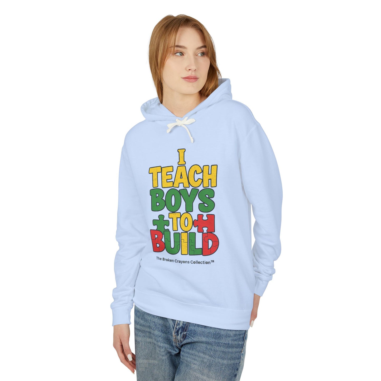 I Teach Boys to Build Hoodie – Pan-African Empowerment Puzzle Design | Broken Crayons Collection™