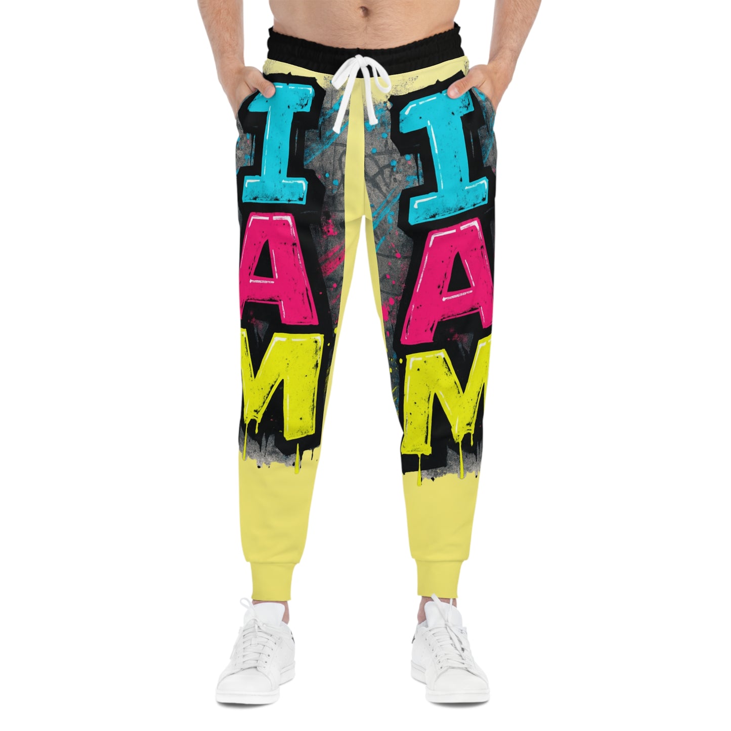 Broken Crayons Graffiti Neon 'I AM' Athletic Joggers — Bold Streetwear Sweatpants