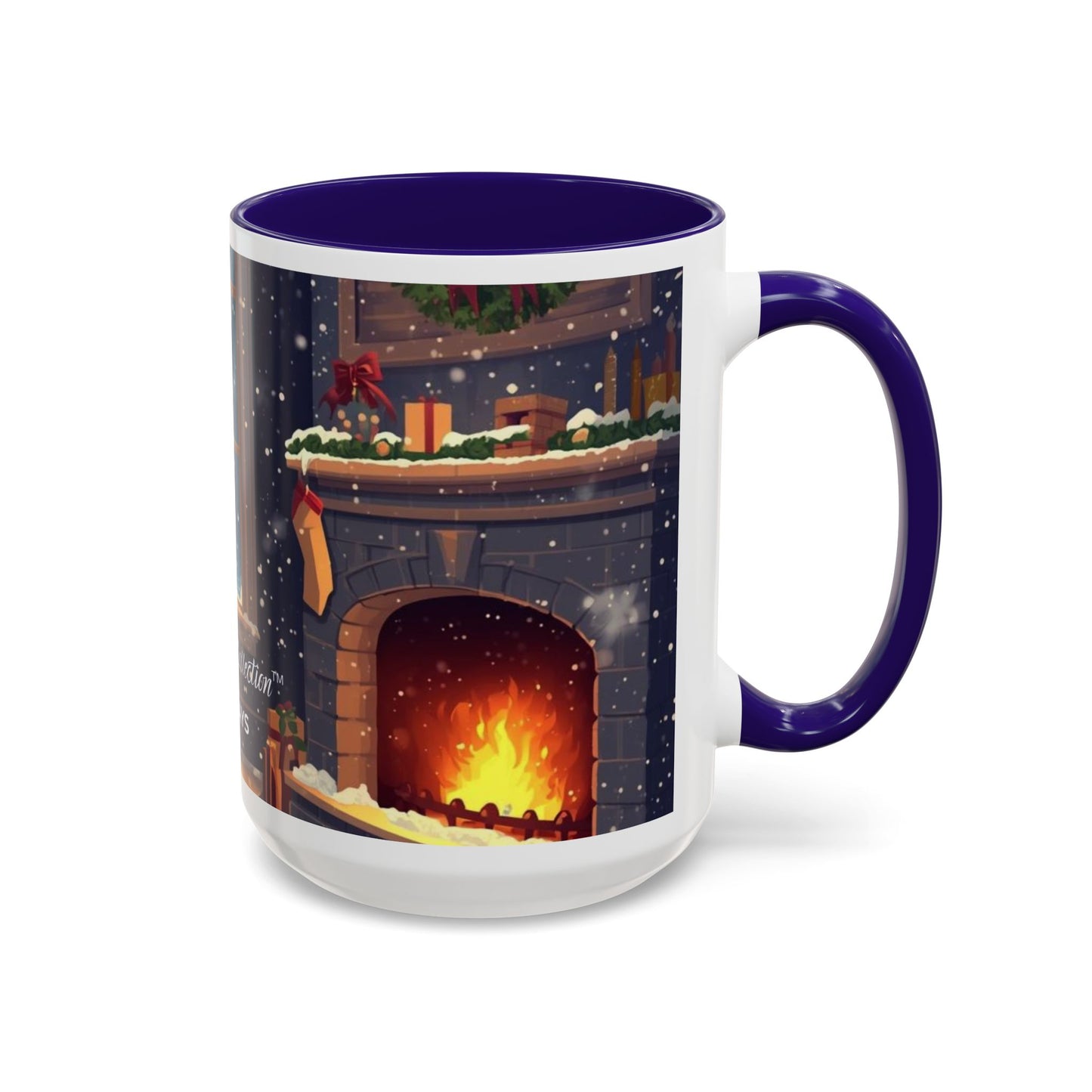 Broken Crayons Collection Holiday Fireplace Coffee Mug — Cozy Winter Scene 11oz/15oz
