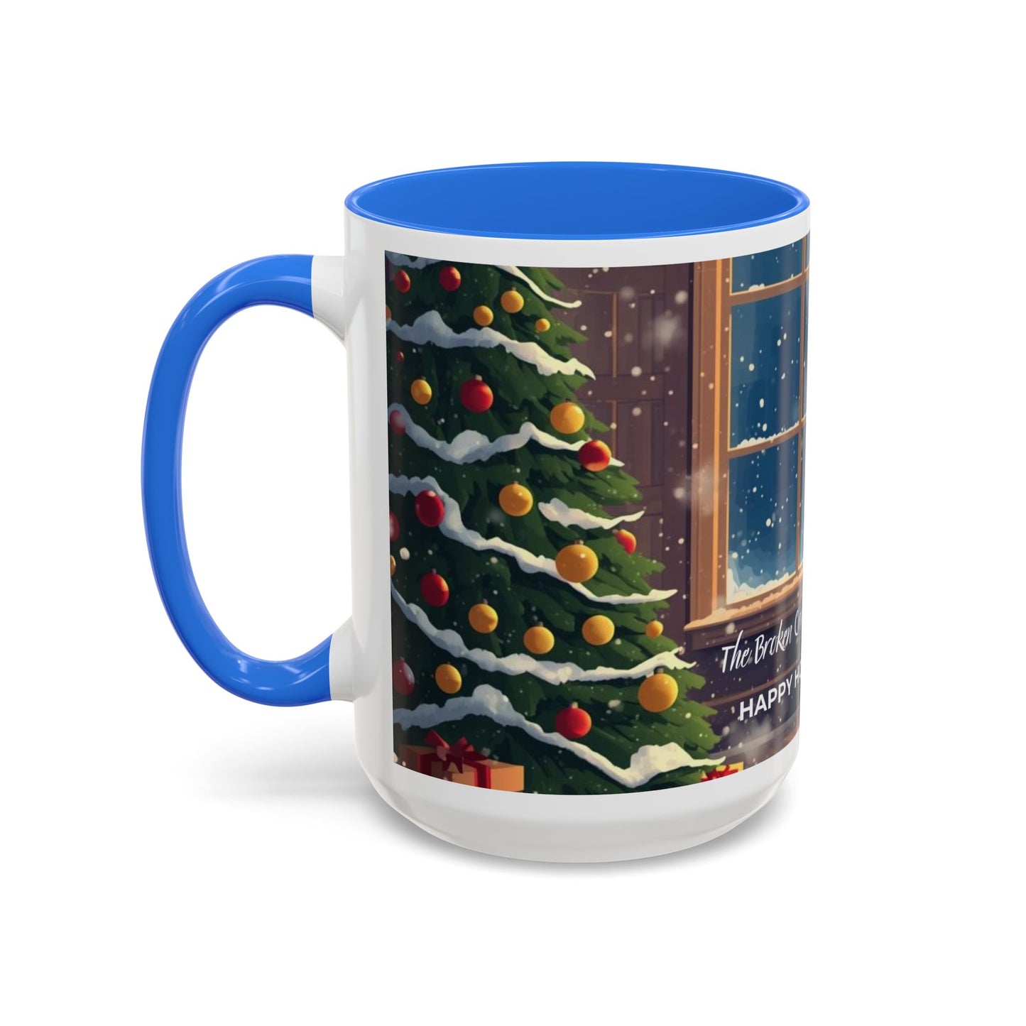 Broken Crayons Collection Holiday Fireplace Coffee Mug — Cozy Winter Scene 11oz/15oz