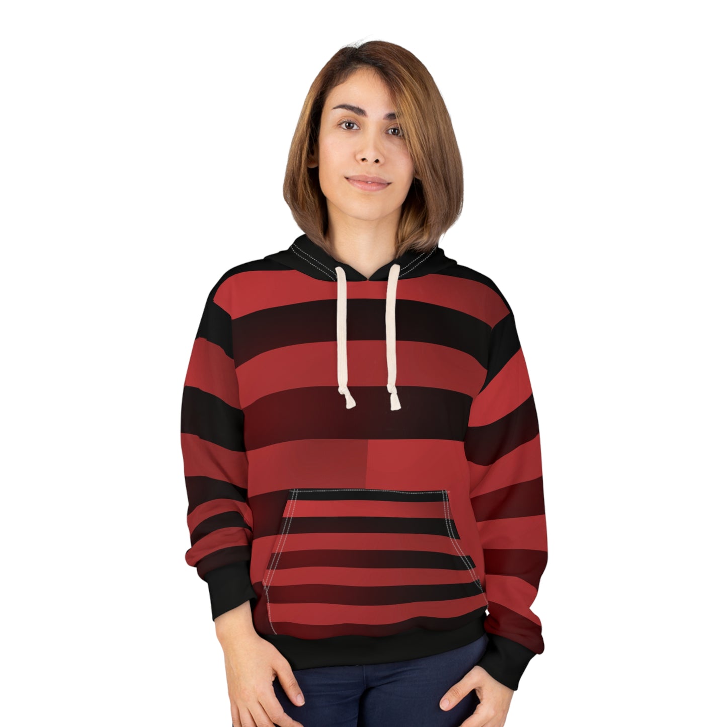 Broken Crayons Collection Red & Black Striped Hoodie — 'COLD' Graphic Pullover