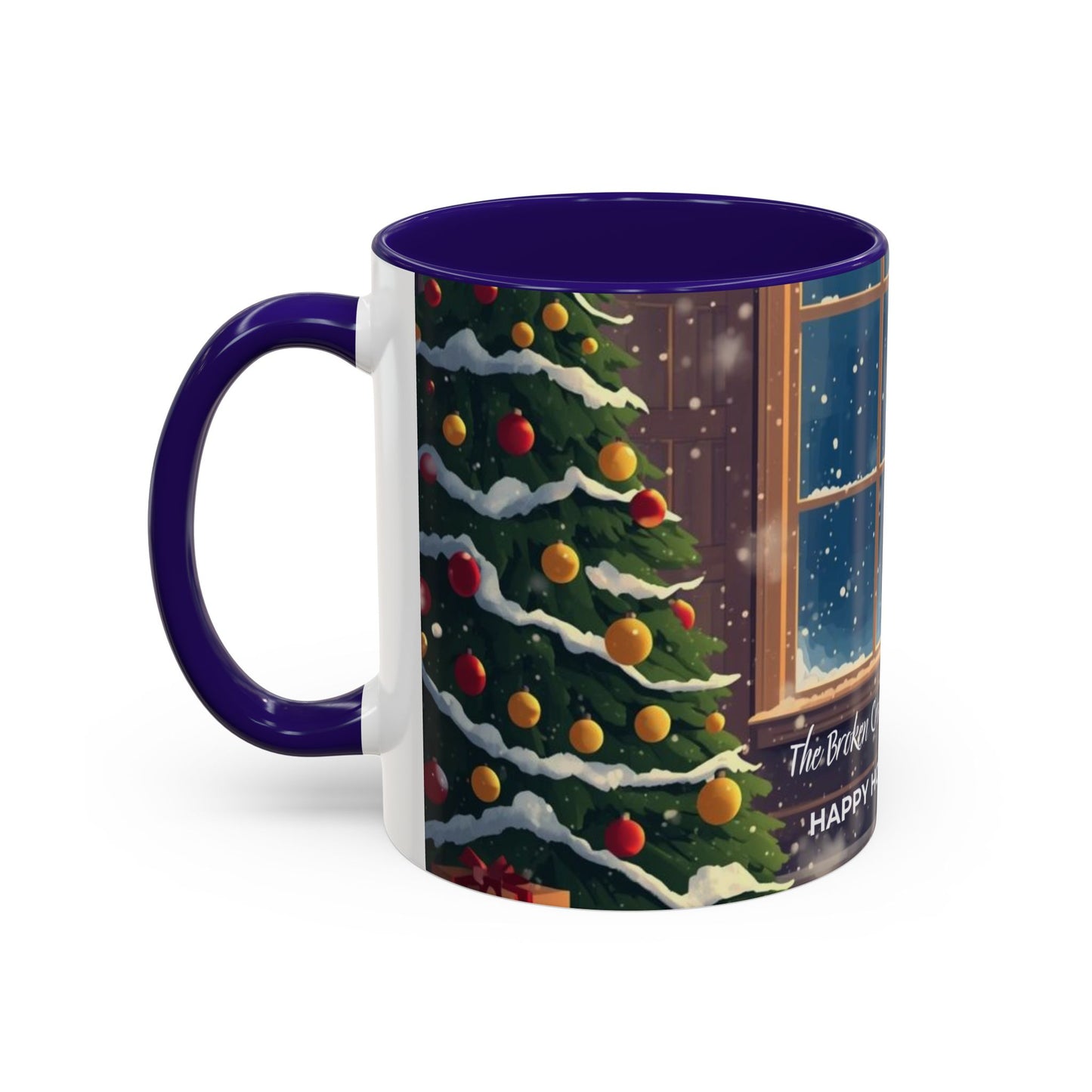 Broken Crayons Collection Holiday Fireplace Coffee Mug — Cozy Winter Scene 11oz/15oz