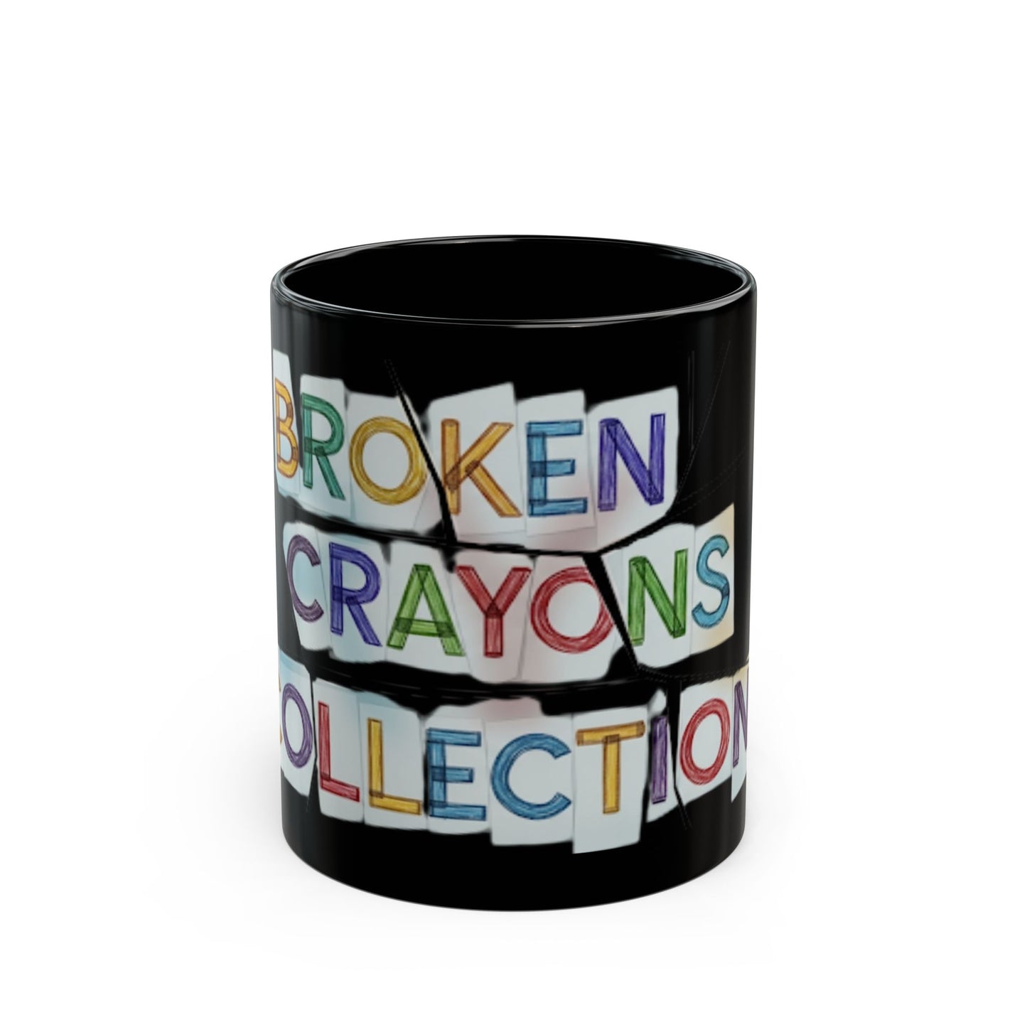 Broken Crayons Collection Mug - Inspirational Black Coffee Cup for Home & Office, Gift for Artists, Teachers, and Students