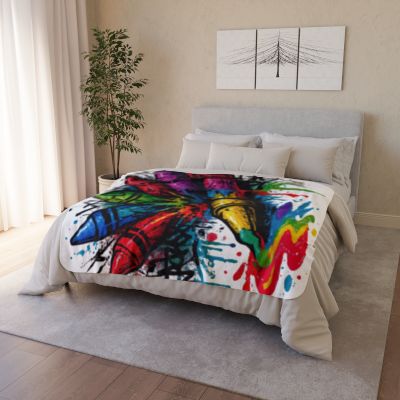 Broken Crayons Collection Abstract Splatter Art Throw Blanket: Ultra-Soft Vibrant Fleece | Graffiti-Style Colorful Home Decor