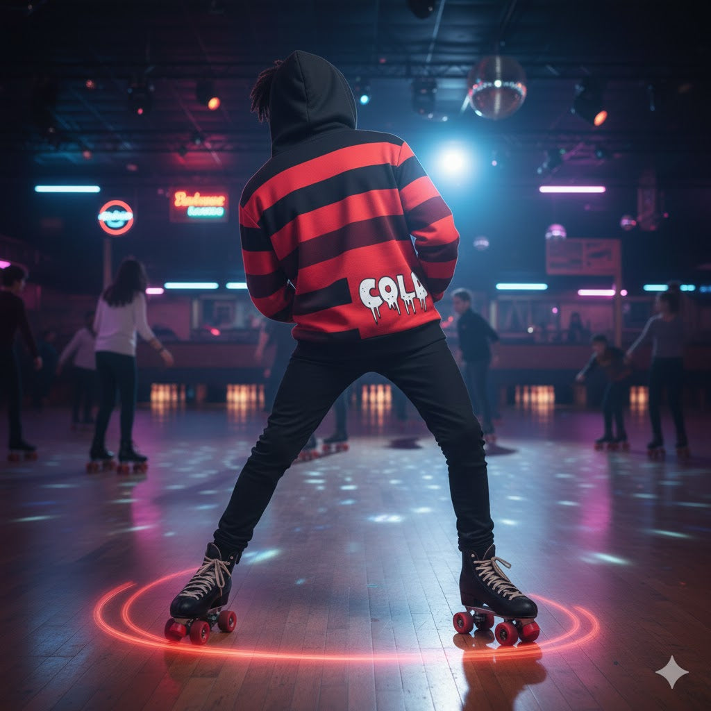 Broken Crayons Collection Red & Black Striped Hoodie — 'COLD' Graphic Pullover