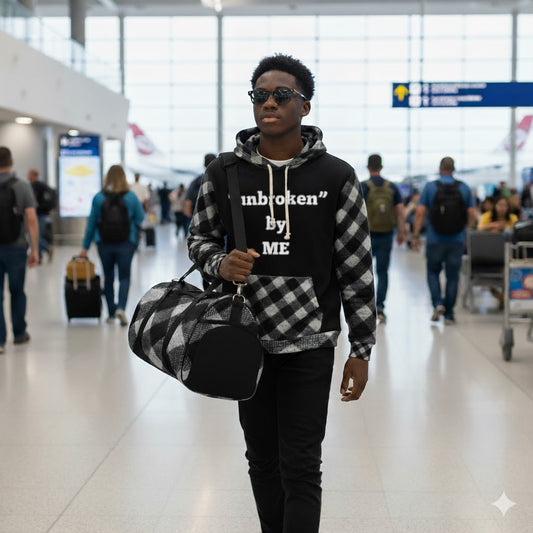 Broken Crayons Collection Unbroken by ME Hoodie – Black & Checkered Streetwear for Resilience and Self-Pride